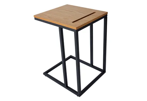 riess-ambiente Beistelltisch SCANDINAVIA 43cm natur / schwarz, Eichen-Design · mit Tablet-Halterung · Metall · Industrial