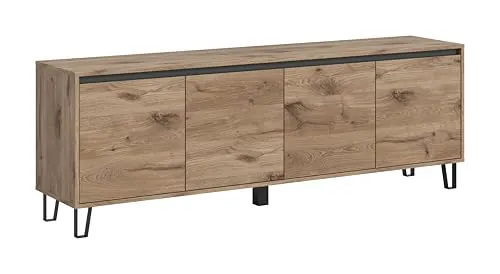 TV-Lowboard Lovon, Holzfarben, 184 cm Breite - TV-Lowboard Lovon in Holzfarben, bietet optimalen Stauraum und hochwertige Verarbeitung. Ideal für jedes Wohnzimmer, mit zeitloser Farbkombination und Eiche-Nachbildung.