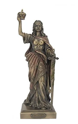 Veronese Figur Göttin Germania - bronziert und coloriert - Sammlerfigur aus Polyresin mit echtem Bronzeüberzug, ausgestattet mit Antikratzschutz für Möbel. Perfekte Ergänzung für jede Sammlung!