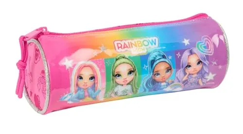 safta Rainbow HIGH Shine Federmäppchen, rund, für Kinder, ideal für Kinder von 5 bis 14 Jahren, bequem und vielseitig, Qualität und Widerstandsfähigkeit, 20 x 7 cm, bunt, M, Casual