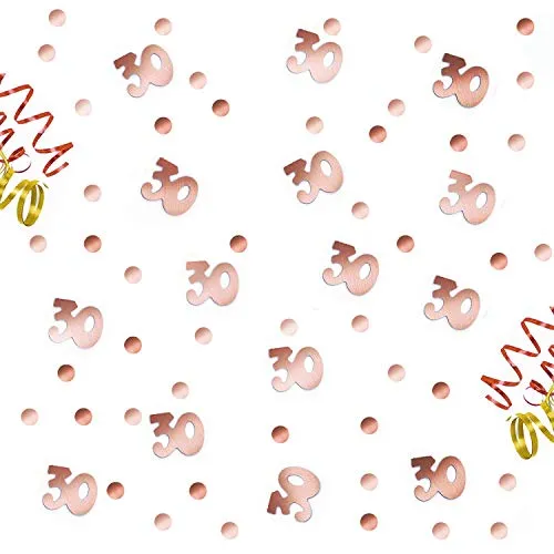 Oblique Unique® 30. Geburtstag Jubiläum Konfetti Roségold Punkte + Zahl Mix Tisch Deko über 300 Stück