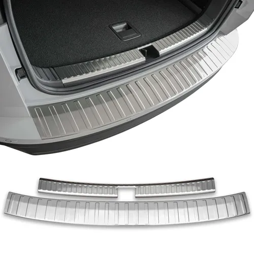 RECAMBO Ladekantenschutz für Skoda Karoq NU7, BJ ab 2017 - Abdeckblenden: Hochwertiger V2A Edelstahl-Ladekantenschutz mit perfekter 3D-Passform, schützt vor Kratzern und verleiht Ihrem Fahrzeug eine exklusive Optik.