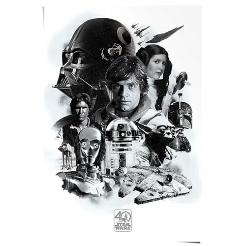 REINDERS Poster, Star Wars 40th Anniversary, Hobbyraum, Poster, Wanddeko, Room Decor, 150 gr. glänzend Bilderdruckpapier, Schwarz, 91,5x61cm