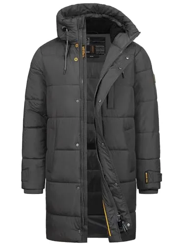 Indicode Herren INStuds Parka mit Kapuze | Mantel Gefütterter Parka für Männer Dk Grey, XL