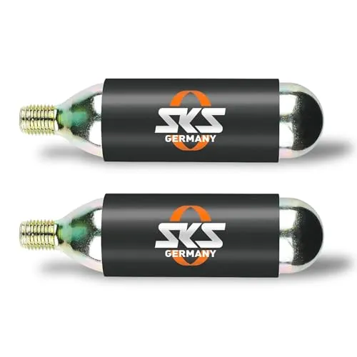 SKS GERMANY CO2-KARTUSCHEN 16 G & 24 G MIT / OHNE GEWINDE SET Luftkartuschen, Fahrradzubehör (blitzschnelles Aufpumpen, geeignet für MTB-, Rennrad- & Trekkingreifen, inkl. Kälteschutz), Schwarz