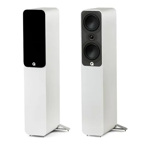 Q Acoustics 5040 Standlautsprecher Satin Weiß (Single Speaker-Order Two Units) Stereoanlage für Home Entertainment Center, Surround Sound TV/Record Player