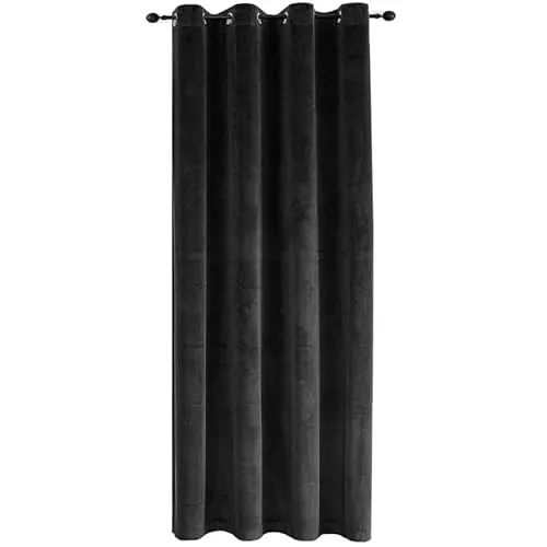TiborTex Verdunkelungsvorhang Samt weich 140x245 cm Schwarz Ösen Vorhang Blickdicht abdunkelnd Gardine Ösenaufhängung