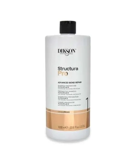 Dikson Structura Pro professionelles Alkalin-Shampoo, 1000 ml, pH8, Vorbereitung für rekonstruierende Behandlungen, fortschrittliche Formel zur Entfernung von Verunreinigungen