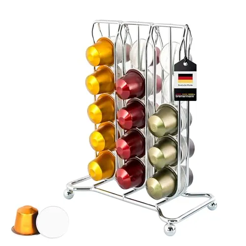 bremermann Kapselhalter für NESPRESSO Kapselständer, Kapselspender für 30 Kapseln (Chrom)
