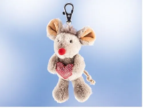 Schlüsselanhänger Plüsch Maus mit Herz