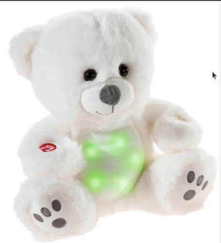 Heunec 110878 - Musiledi Bär mit Musik und Nachtlicht - Spielware: Der putzige Bär sorgt mit Schlaflied und buntem LED-Licht für eine beruhigende Atmosphäre im Kinderzimmer und unterstützt das Einschlafen.