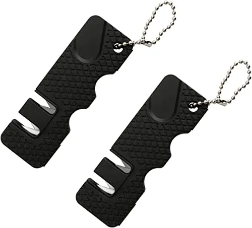 Teegxddy 2 Stück Mini-Messerschärfer Stein Messerschärfer Outdoor-Werkzeuge Küche Multifunktions tragbarer Mini-Schärfstein für Outdoor-Reisen (Schwarz)