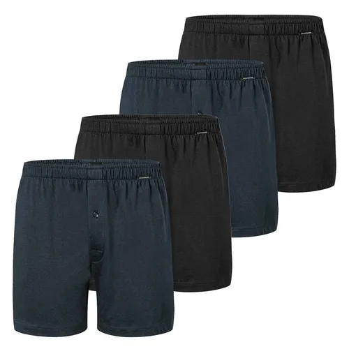 SCHIESSER Herren Boxershort im Viererpack - Klassische Jersey-Boxershorts für Herren in lockerer Passform. 100% Baumwolle für hohen Tragekomfort. Praktischer Viererpack in den Farben Schwarz und Dunkelblau. Ideal für den Alltag.