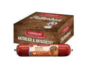 Fleischeslust Nassfutter Hund Senior Huhn/Rind Wurst 6x800g