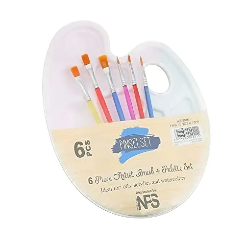 Mischpalette Palletten Malpalette Farbmischpalette,mit 6 pcs Aquarellpinsel,für Schule Künstler Aquarell und Ölgemälde Bastelarbeiten