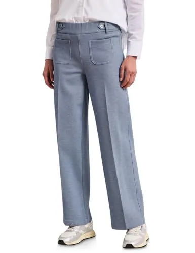 Street One Wide Leg Hose mit Knopfdetails in Hushed Blue 46