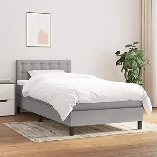 vidaXL Boxspringbett mit Matratze 100x200cm - Einzelbett mit höhenverstellbarem Kopfteil und atmungsaktivem Stoff für maximalen Schlafkomfort. Ideal für erholsame Nächte und anpassungsfähige Unterstützung.