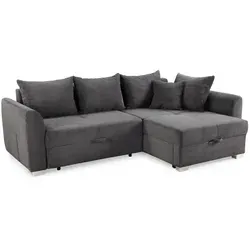 Ecksofa Cord Grau mit Bettkasten und Schlaffunktion von Massivart
