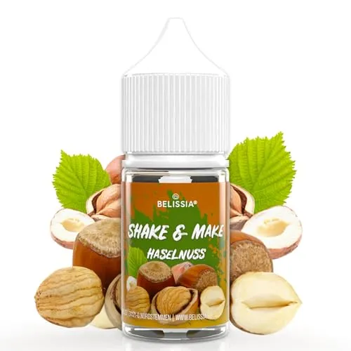 Belissia Shake and Make Haselnuss - 30ml hochdosiertes Lebensmittelaroma - zum Nachfüllen - Für Backen, Speisen, Getränke, Shakes, DIY & Raumduft - Vegan & ohne Zusatzstoffe