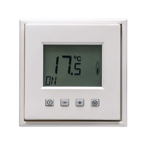 Halmburger digital Raumthermostat ERD70rg mit großem Display inkl. Jung LS 990 1-Fach Rahmen LS981WW in alpinweiß Glanz für Fußbodenheizung Stellantriebe 230V stromlos geschlossen (NC)