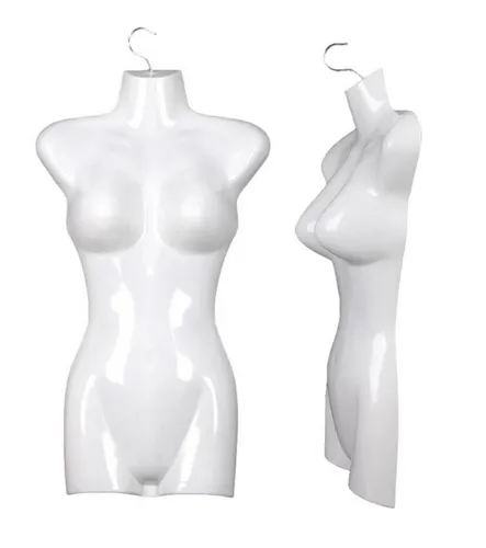 BAYLI Schneiderbüste Torso Weiblich - 2er Set - Schneiderpuppen für die stilvolle Präsentation von Textilien, ideal für Geschäfte oder Zuhause. Bietet eine realistische Körperdarstellung und 360° drehbare Haken für optimale Sichtbarkeit.