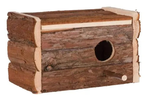 Trixie Nesting Box 30x20x20cm / ø7.8cm - Vogel-Nistkasten aus ungiftigem Holz, ideal für die Gesundheit Ihrer Vögel. Mit herausnehmbarem Boden und klappbarem Deckel für einfache Reinigung.
