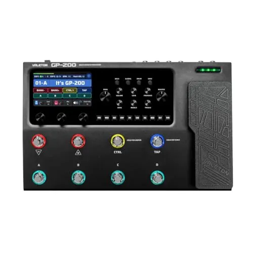 Valeton GP-200 B-Stock: Kompakter Multieffektprozessor - E-Gitarren-Multieffektpedal mit HD-Modellierung für organische Töne; 140 Verstärker-Typen, über 100 Effekte und hochwertiger 180s Looper.