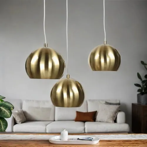 Hängelampe in Gold 3-flammig Retro MIRRI - Deckenlampe im Retro-Stil für Wohnzimmer und Esszimmer, sorgt für warmes Licht und stilvolles Ambiente. Ideal für die Innenbeleuchtung.