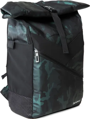 Hauptstadtkoffer blnbag M10 – Vielseitiger Rucksack für Sport und Alltag - Rucksack in Camouflage mit erweiterbarem Roll-Top, reflektierendem Material und ergonomischem Design. Ideal für Fahrradfahrer, Sportler und Schüler.