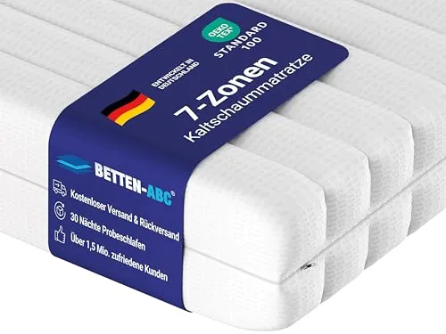 Betten-ABC - Matratze (KSP-500) - 90x200 cm - Wendematratze mit 2 Härtegraden (H3/H4) - 7-Zonen Matratze aus Hybridschaum - Hypoallergen & Antibakteriell - Oeko-TEX® Zertifiziert - Paketlieferung