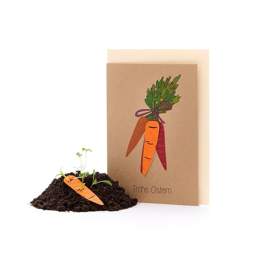 Die Stadtgärtner Osterkarte Wachsende Frühlingskarte mit Saatgut, Besondere Grußkarte im Frühling, Zum Einpflanzen, mit Wildblumensamen, innen unbedruckt