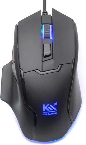 KM-Gaming K-GM4 RGB Gaming Maus mit 12.000cpi - Gaming-Maus mit kabelgebundener Verbindung und Pixart PMW3360 Sensor für präzise Steuerung, ideal für Gamer, die auf Geschwindigkeit und Genauigkeit setzen.