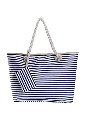 DonDon XXL Strandtasche mit Reißverschluss - Große Damen-Shopper für stressfreie Strandtage – strapazierfähig, wasserabweisend und mit praktischer Mini Tasche für Ordnung und Sicherheit.
