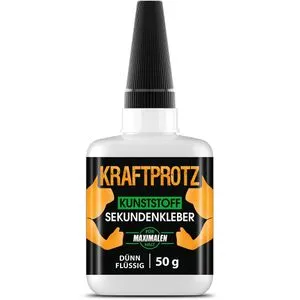 Kraftprotz Sekundenkleber Kunststoff, KPDFP50, flüssig, extra stark, wasserfest, 50g