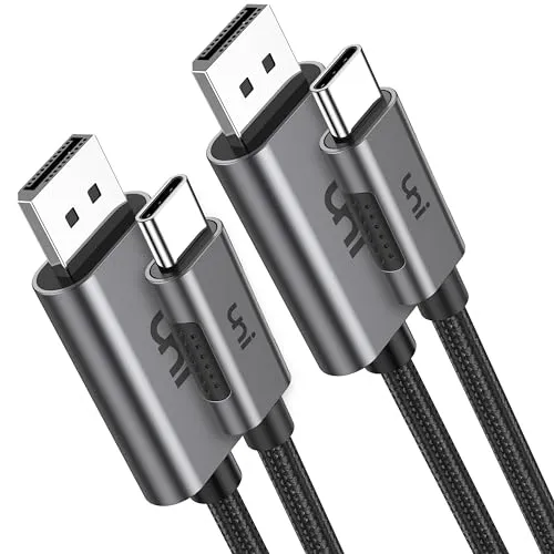 uni USB C auf Displayport Kabel 1.8m*2 Stücke, Nylonkabel & Aluminiumgehäuse, für iPhone 15 Pro Max, MacBook Pro, Macbook Air, iPad Pro M4/M2/M1, XPS 17/15/13, Surface Book 2 usw.