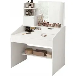 Eleganter Weißer Schminktisch mit Spiegel im Skandinavischen Stil