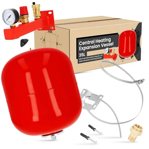 Ausdehnungsgefäß Ausgleichsbehälter Heizung Druckbehälter 35l Membran Druckausdehnungsgefäß | Druckkessel Sicherheitsgruppe 3 bar Kesselgruppe Schnellverbinder 3/4 Montageklemme