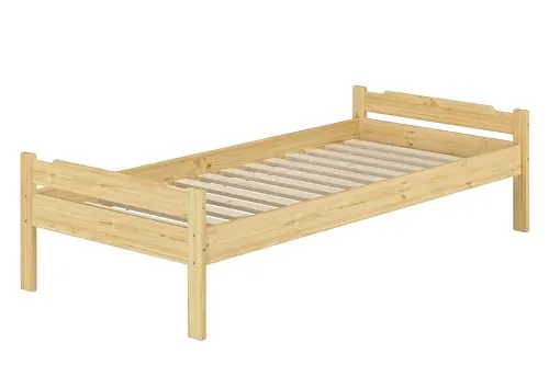ERST-HOLZ Massivholz-Einzelbett für Kinder und Jugendliche 80 x 200 - Klassisches Kiefernholz-Bett mit verspielter Optik, stabil und pflegeleicht. Optional mit Bettkasten und Matratze für zusätzlichen Stauraum und hohen Liegekomfort.