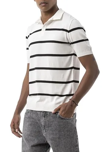 Redbridge by Tarz Cool Herren Poloshirt - Poloshirt für Herren im Retro Look mit Kordelstrick-Streifen, leichtes und atmungsaktives Material – ideal für Sommerfreizeit und Urlaub.