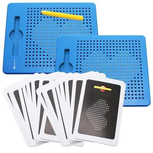 Playtastic Spiel-Tafel: 2er-Set magnetische Reise-Zeichentafeln, blau, 17,5 x 21,5 x 1,2 cm