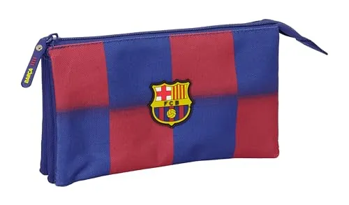 safta FC Barcelona 1. Team 25/26, Federmäppchen für Kinder, bequem und vielseitig, Qualität und Widerstandsfähigkeit, 22 x 3 x 12 cm, blau/Granate, M, Casual