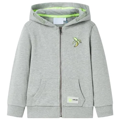 vidaXL Kinder Kapuzenpullover mit Reißverschluss Sweatjacke Helles Khaki Melange 104