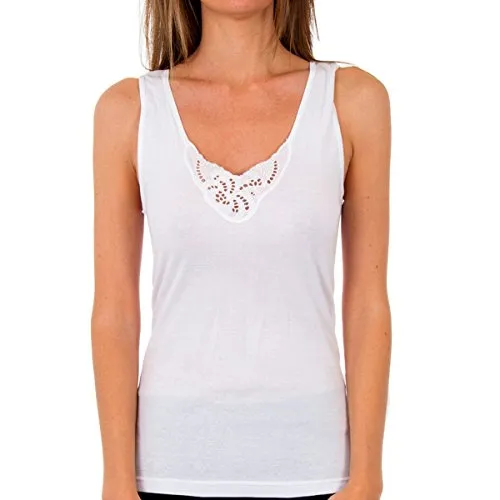 Playtex T-Shirt 100% Baumwolle breite Träger Damen x1 Weiß L