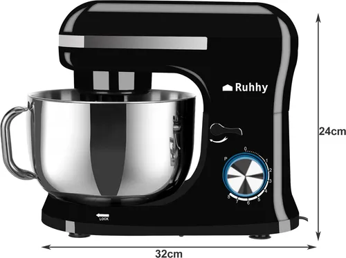 Küchenmaschine mit Schüssel 4,5 l - 1700 W, ideal für Kuchen und Brot, inkl. Backzubehör und GRATIS Spritzbeutel mit 24 Aufsätzen