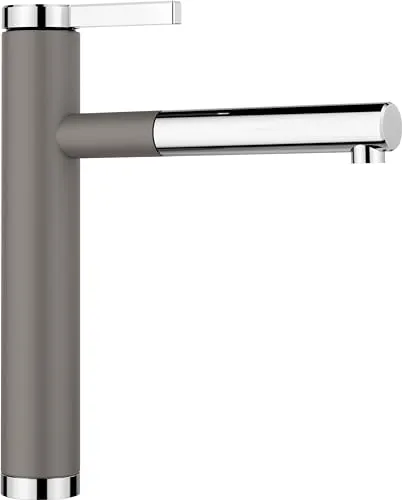 Blanco Linee-S Einhebelmischer Hochdruck, Silgranit-Look - Armaturen mit herausziehbarer Schlauchbrause, ideal für moderne Küchen und perfekt abgestimmt auf farbige SILGRANIT-Spülen.