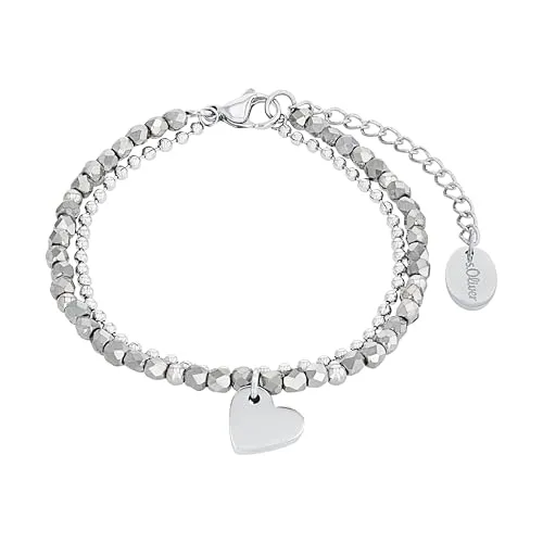 s.Oliver Armband für Damen mit Herz Anhänger, Gravierbar in silber von s.Oliver