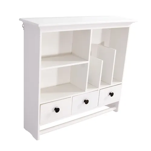 Wandregal Mailand Landhaus Stil Gewürzregal Küchenregal Holz Vintage Look weiß