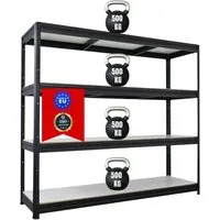 PROREGAL Schwerlastregal Dino 180x200x60cm – 4 Melamin-Ebenen, 500kg Traglast - Das PROREGAL Schwerlastregal Dino bietet mit 4 stabilen Fachböden eine beeindruckende Traglast von bis zu 600kg pro Fach. Ideal für Lager und Werkstatt, einfach ohne Werkzeug montierbar und flexibel einsetzbar.