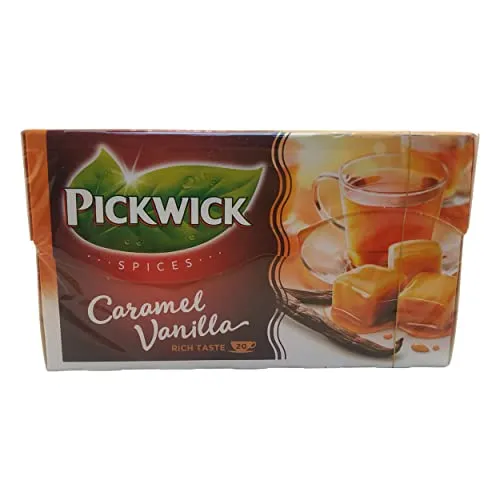 Pickwick Tee Karamell Vanille, Aromatisierte Schwarz - Rooibostee Mischung, 20 Teebeutel