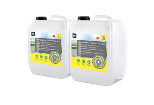 Höfer Chemie® 2x 5 L Steinimprägnierung - Reinigungsmittel zur Reduzierung von Moosbefall und leichteren Reinigungen, fördert die Langlebigkeit mineralischer Oberflächen durch wasserabweisende Wirkung.